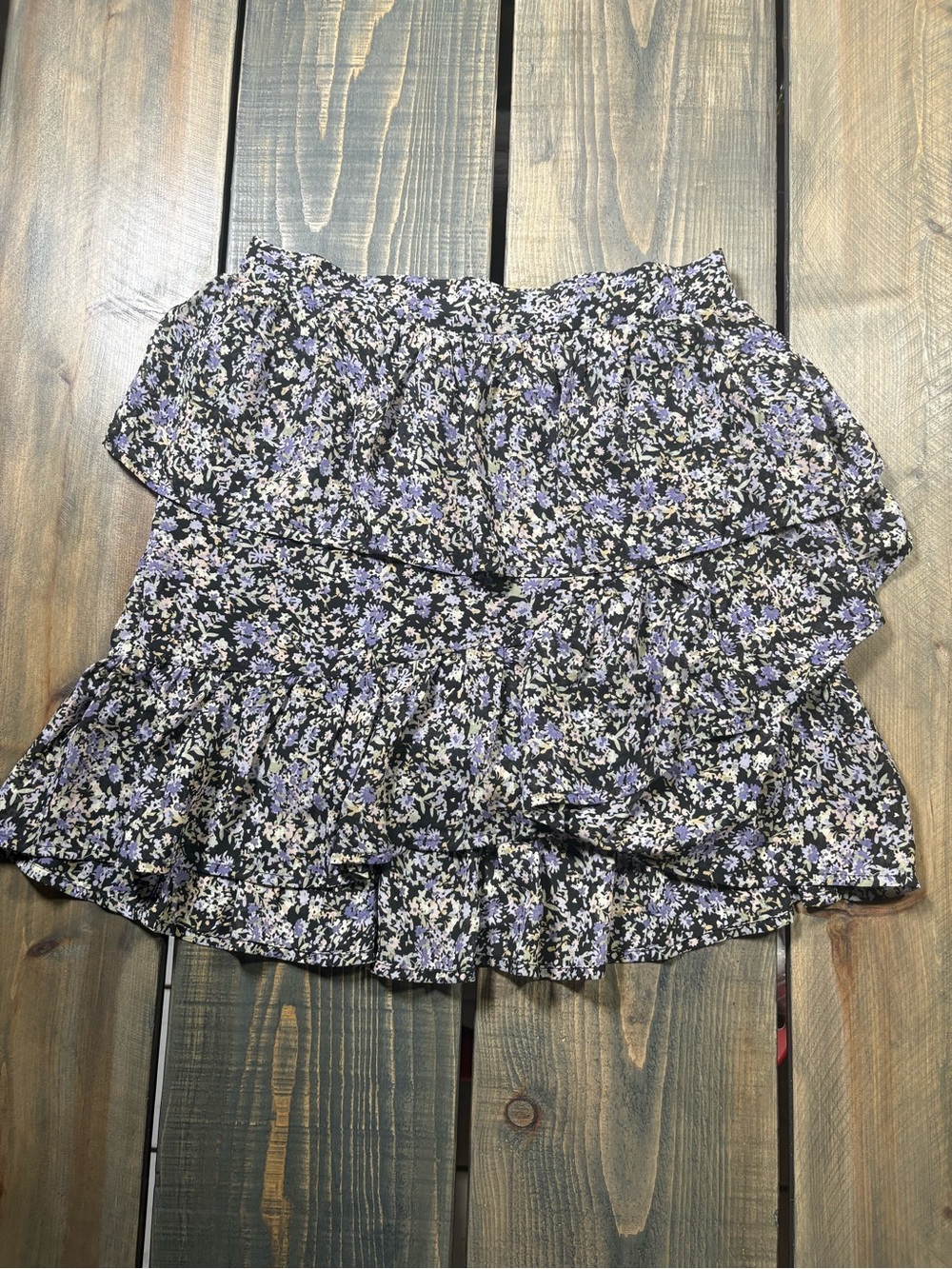 Nasty Gal Black Mini Skirt with Lavender Floral Print